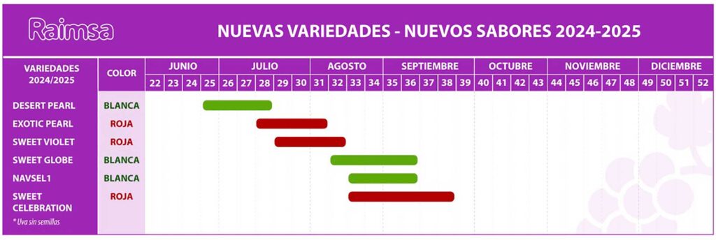 Raimsa Grapes calendario 6 nuevas variedades de uva