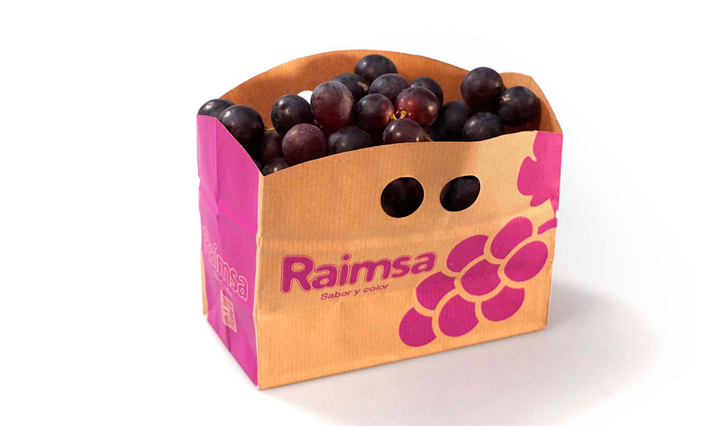 Uva de mesa envasada en una bolsa kraft de Raimsa Grapes
